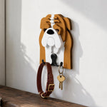 Wooden English Bulldog dog wall hook key and leash holder for home entryway organizer
