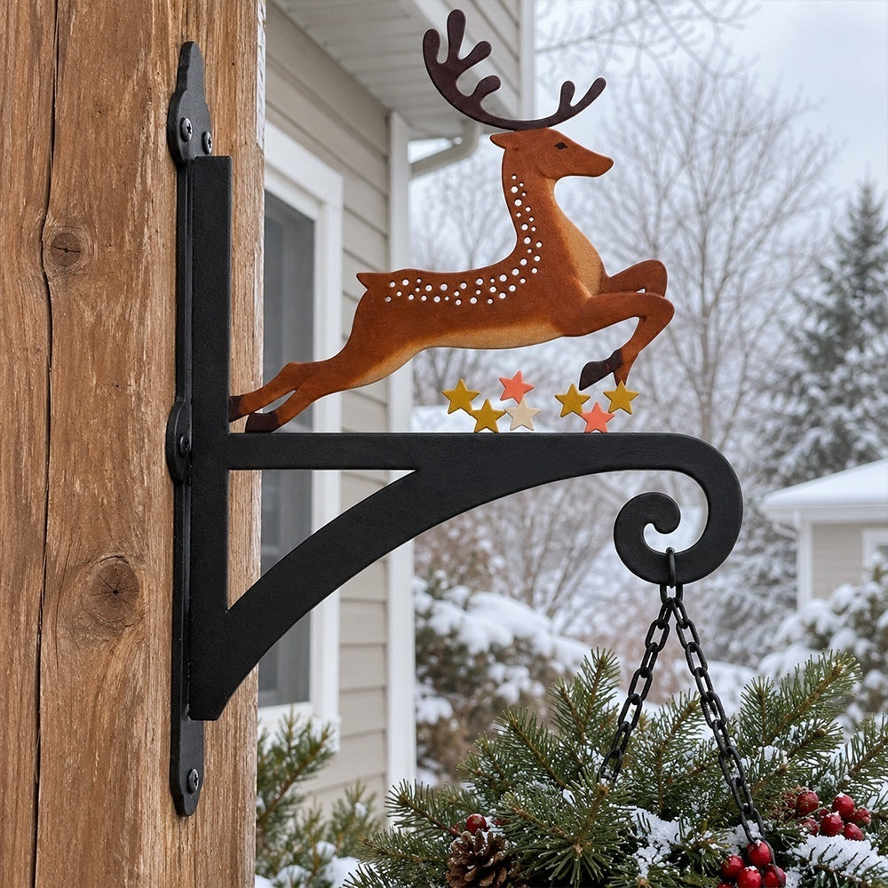 Hanging Basket Bracket – Reindeer with Stars