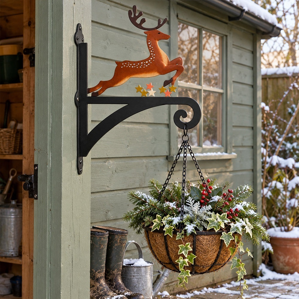 Hanging Basket Bracket – Reindeer with Stars