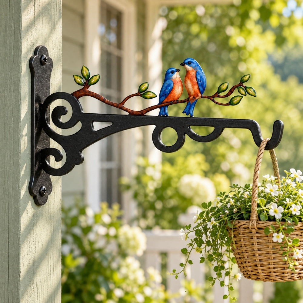 Hanging Basket Bracket – Love Birds on Branch