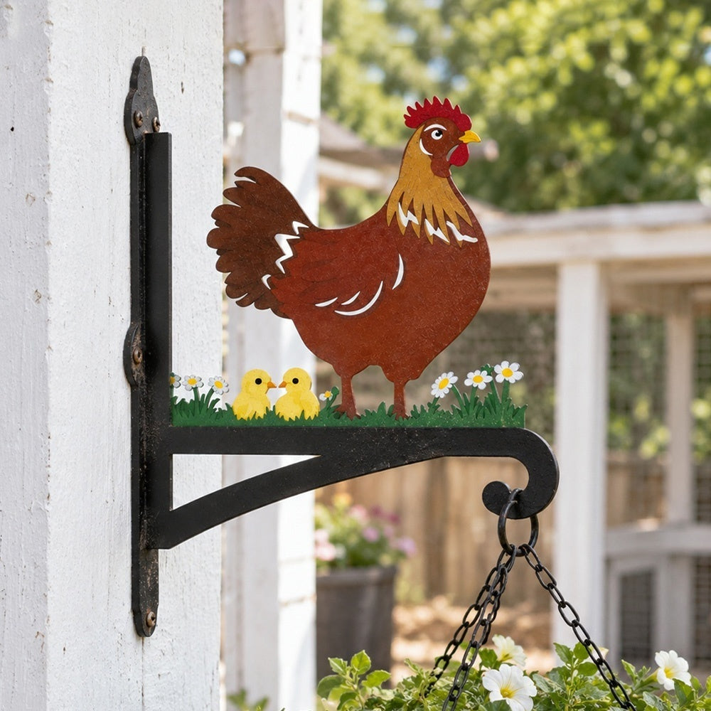 Hanging Basket Bracket – Hen with Chicks
