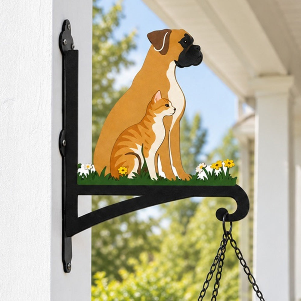 Hanging Basket Bracket – Dog and Cat Silhouette