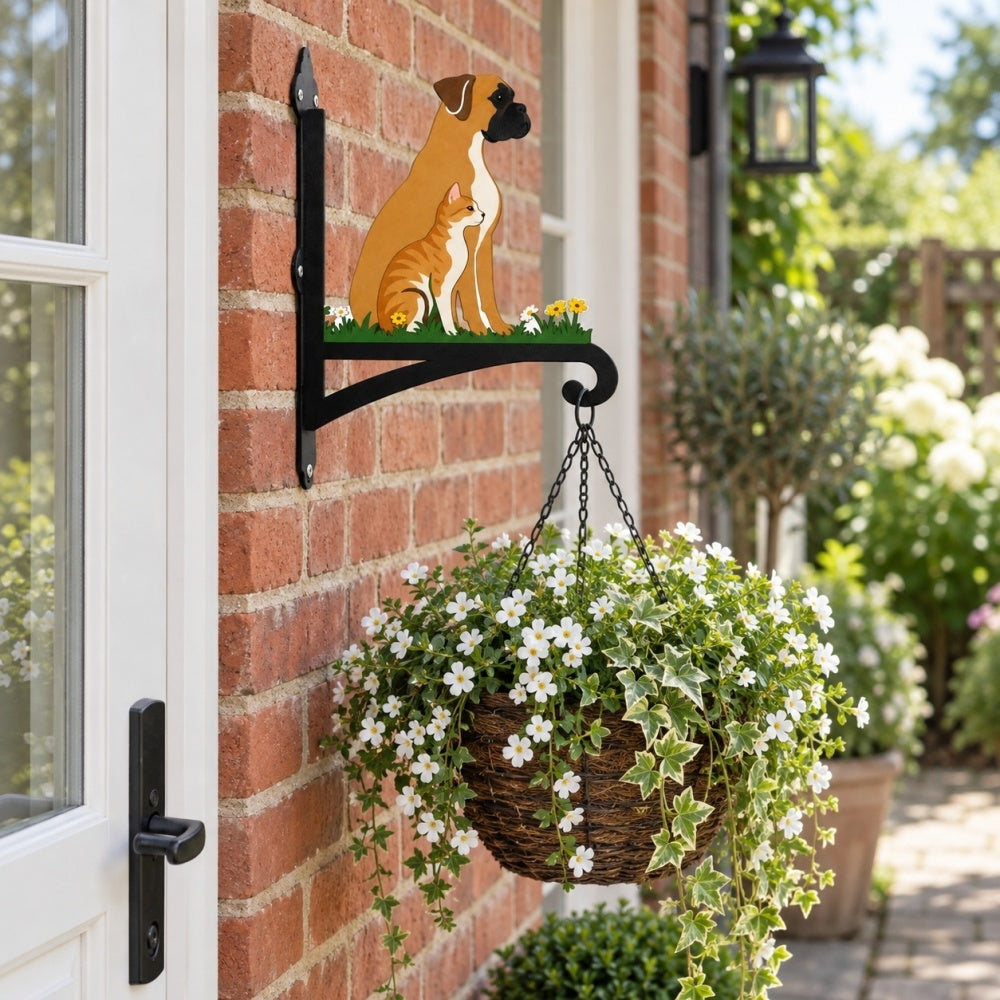 Hanging Basket Bracket – Dog and Cat Silhouette