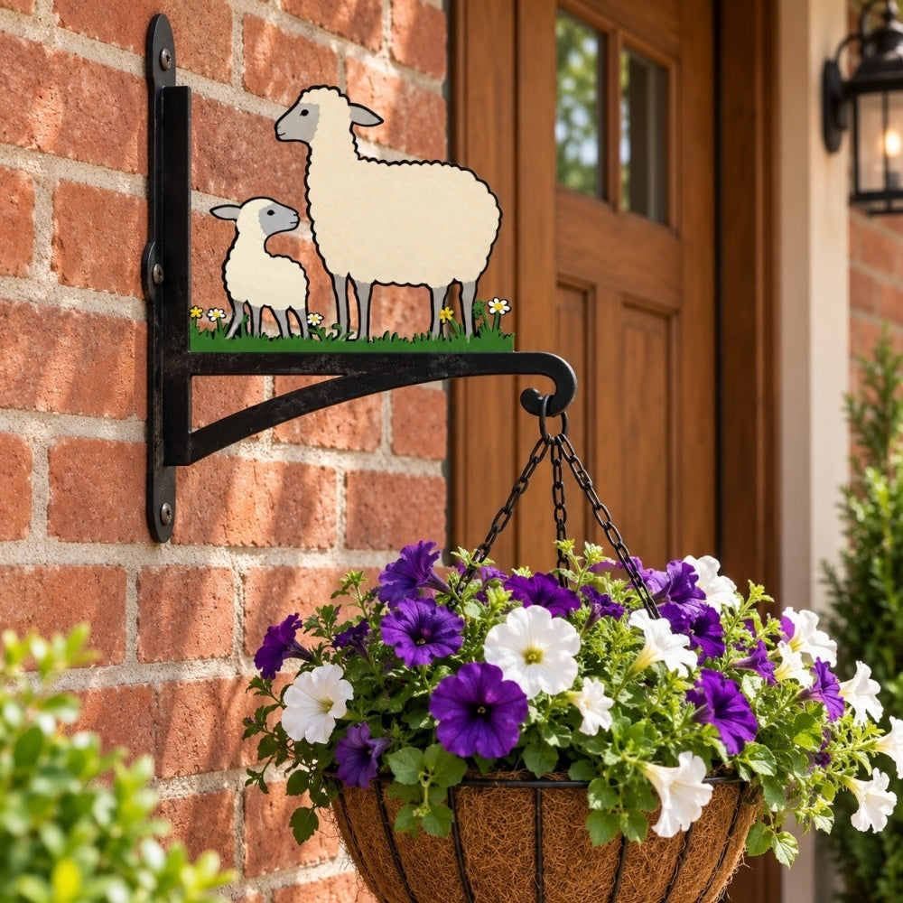 Hanging Basket Bracket – Sheep with Lamb