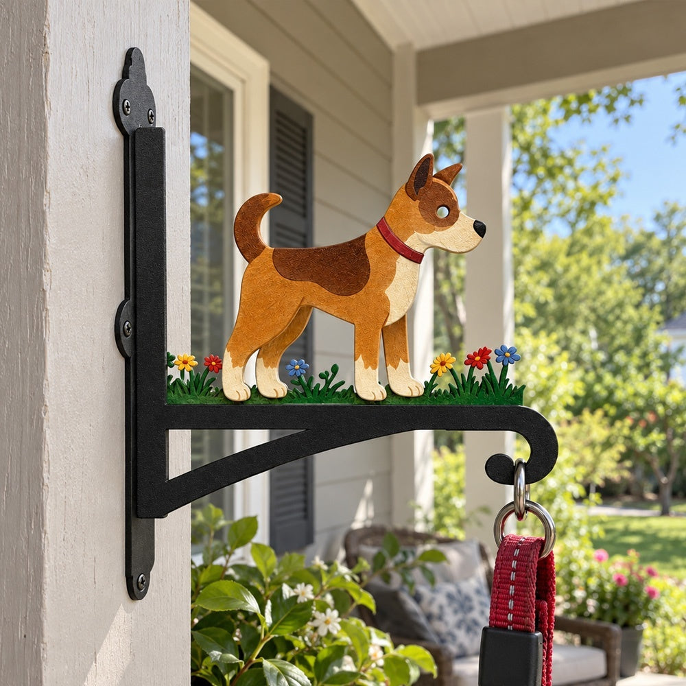 Hanging Basket Bracket – Puppy with Flowers