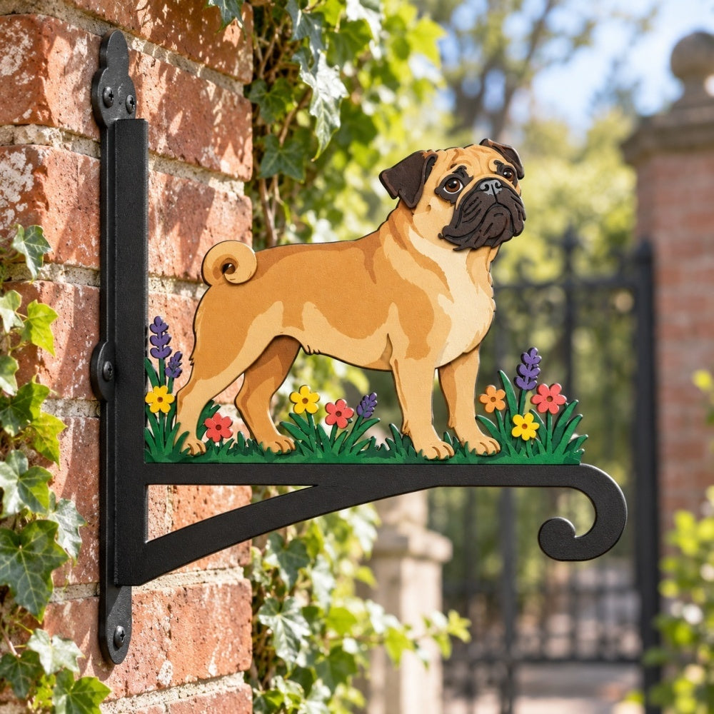 Hanging Basket Bracket – Pug Silhouette