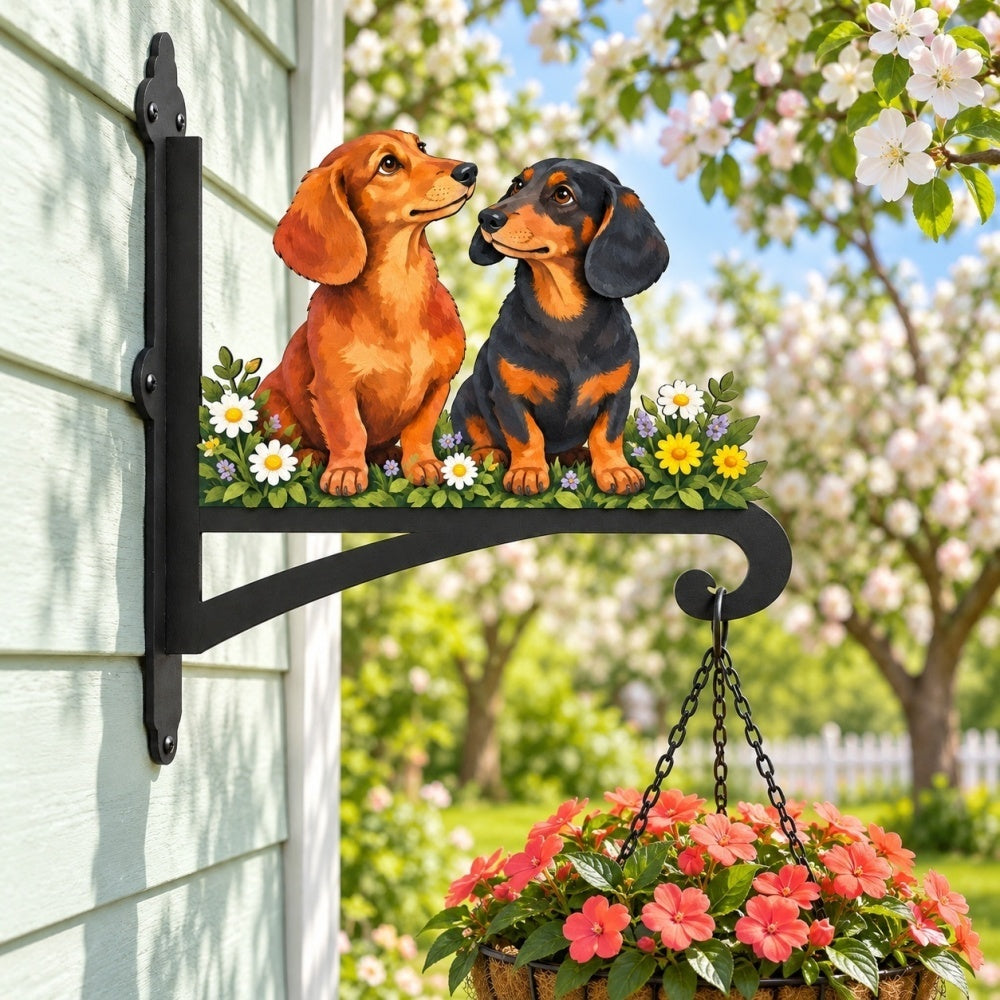Hanging Basket Bracket – Two Dachshunds