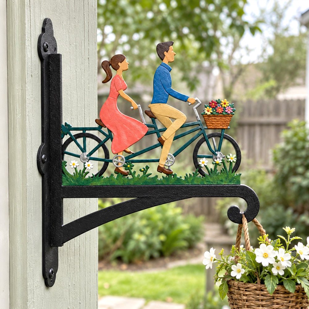 Hanging Basket Bracket – Romantic Couple on Tandem Bicycle