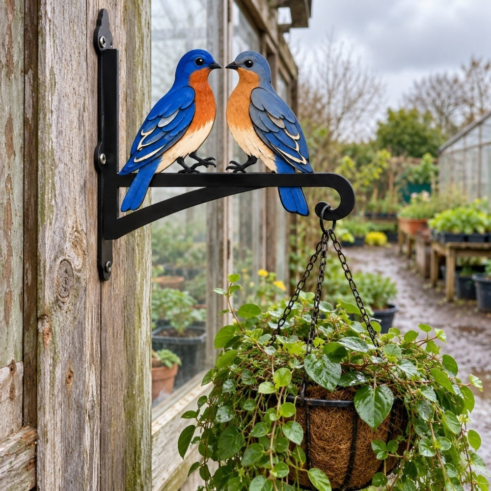 Hanging Basket Bracket – Two Lovebirds on Branch