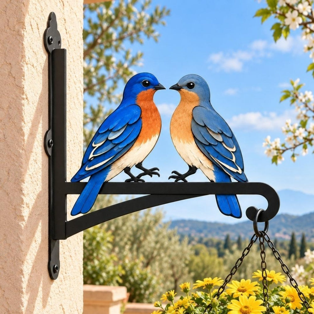 Hanging Basket Bracket – Two Lovebirds on Branch