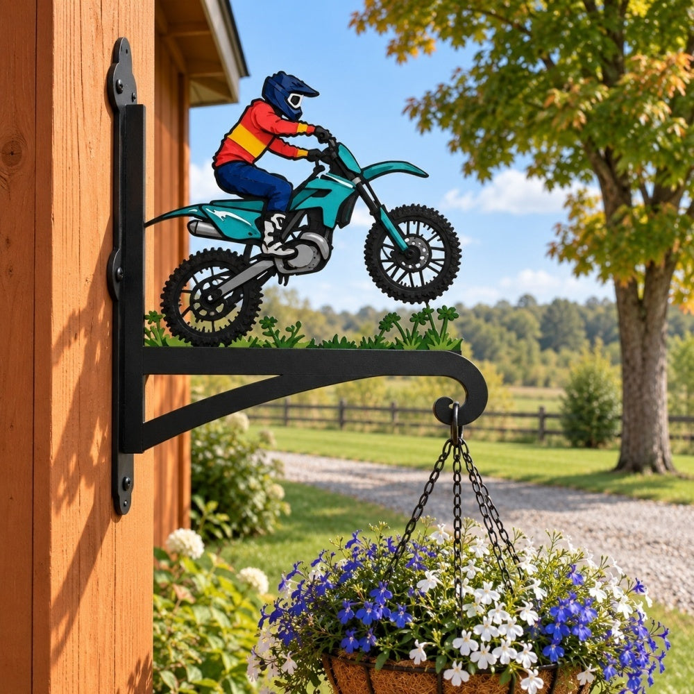 Hanging Basket Bracket – Dirt Bike Motocross Rider Jumping