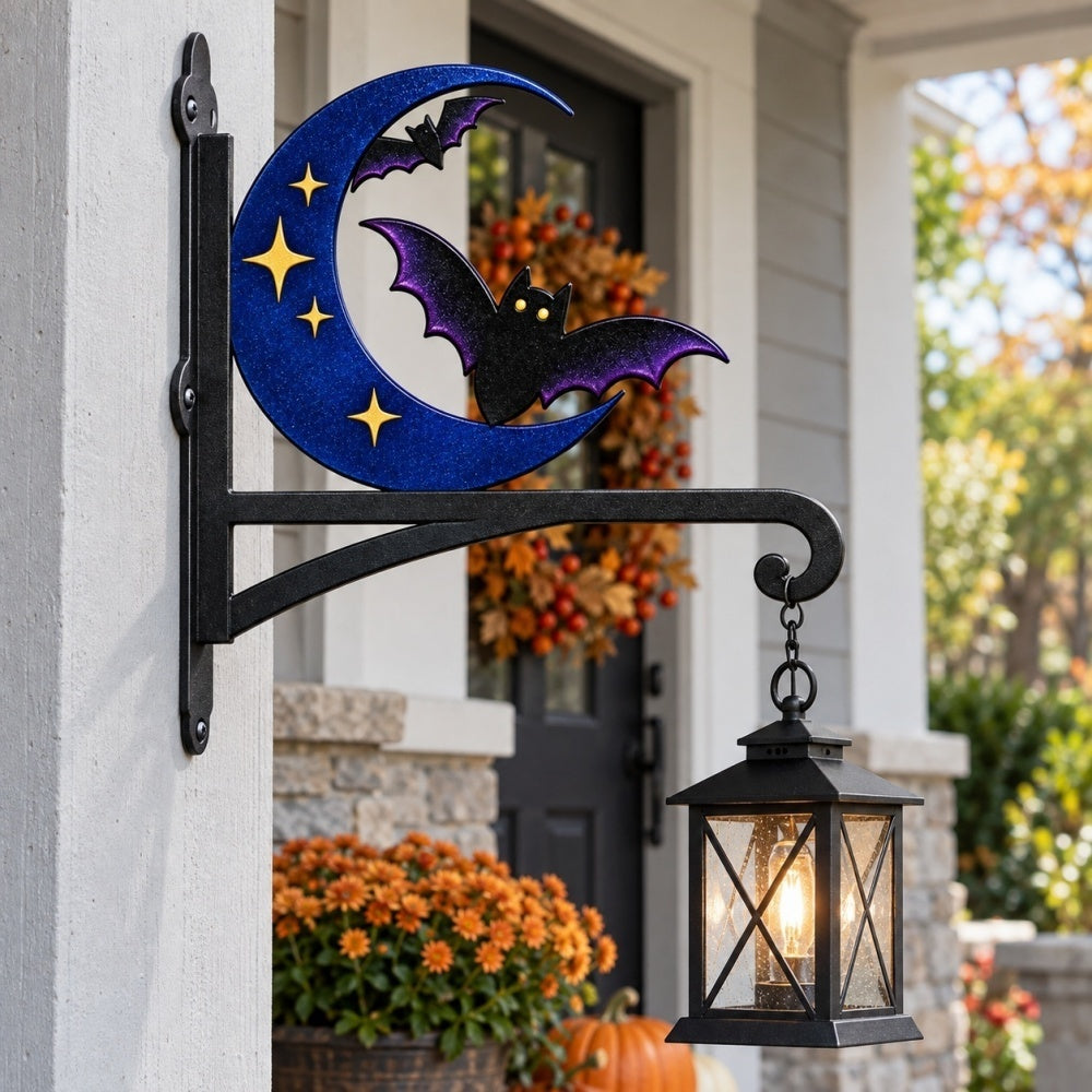 Hanging Basket Bracket – Crescent Moon and Flying Bats