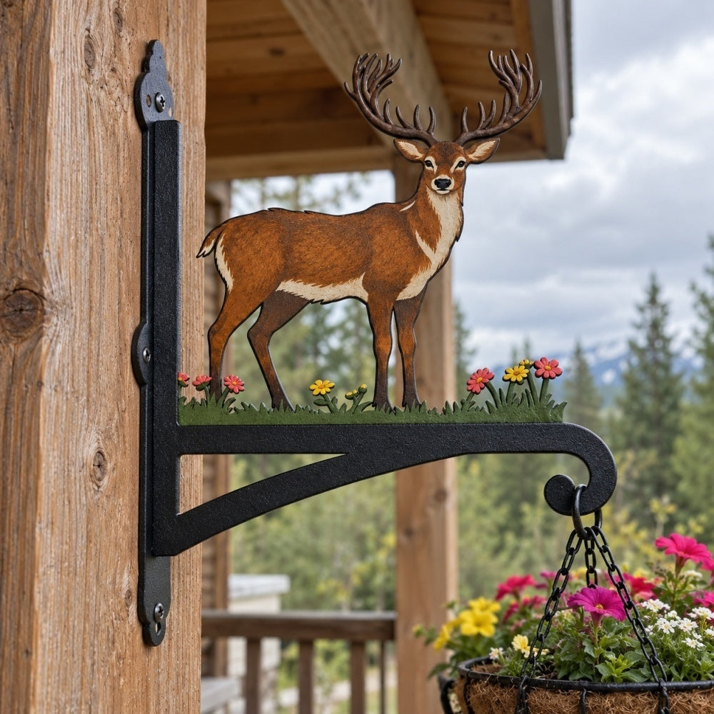 Hanging Basket Bracket – Stag in Meadow