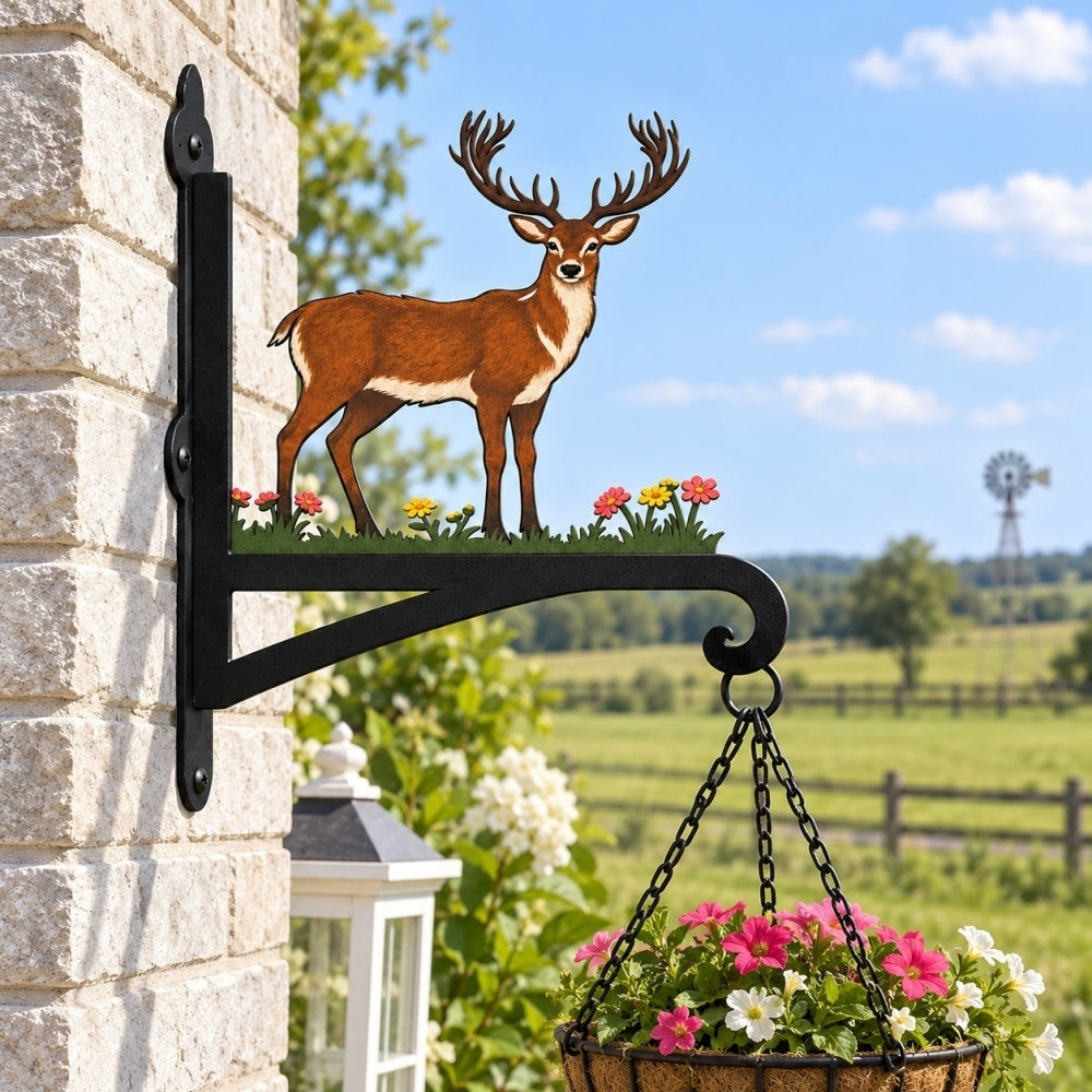 Hanging Basket Bracket – Stag in Meadow