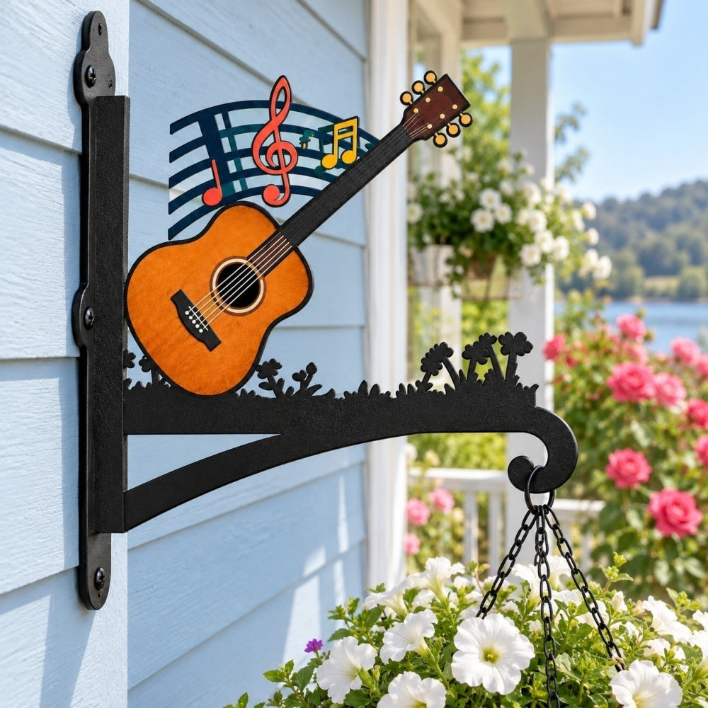 Hanging Basket Bracket – Guitar with Music Notes
