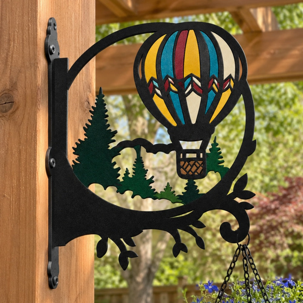 Hanging Basket Bracket – Hot Air Balloon over Pine Forest