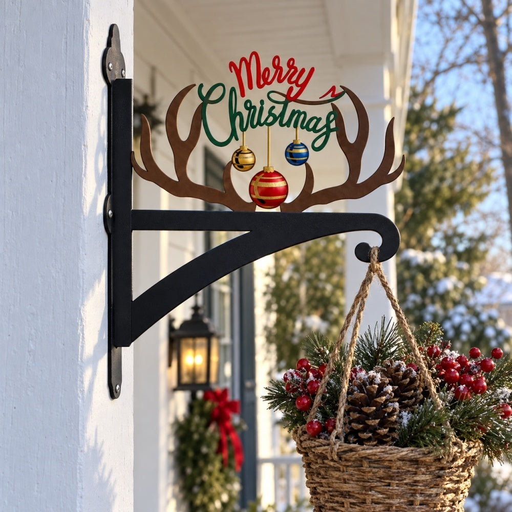 Hanging Basket Bracket – Merry Christmas Antler