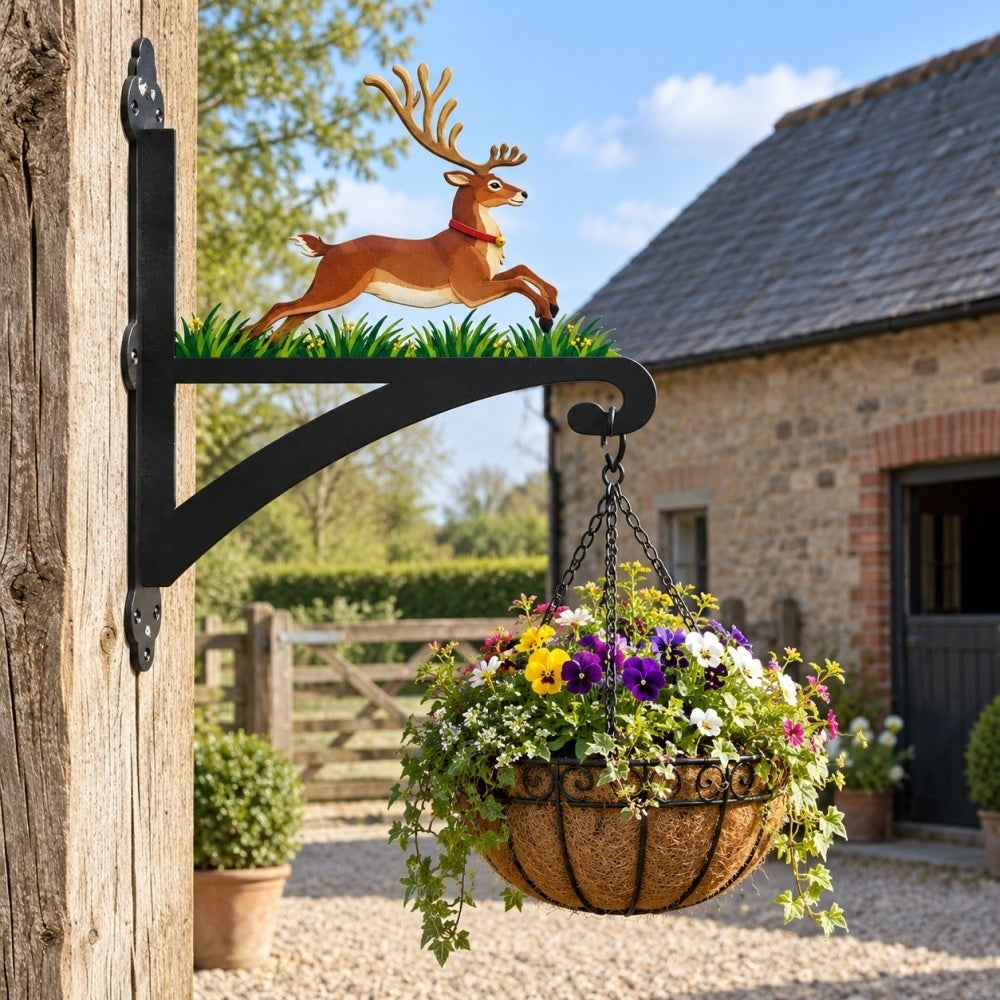 Hanging Basket Bracket – Leaping Reindeer