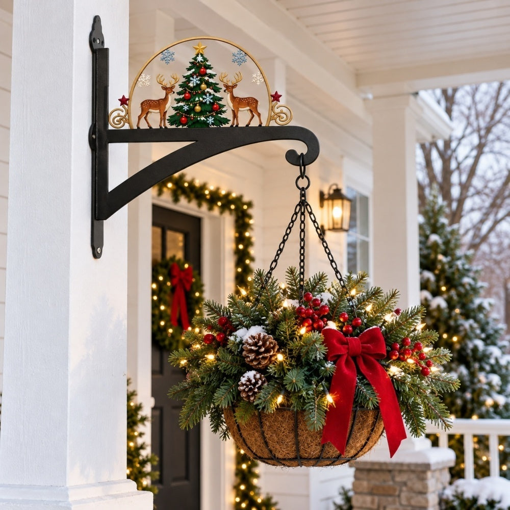 Hanging Basket Bracket – Christmas Tree and Reindeer