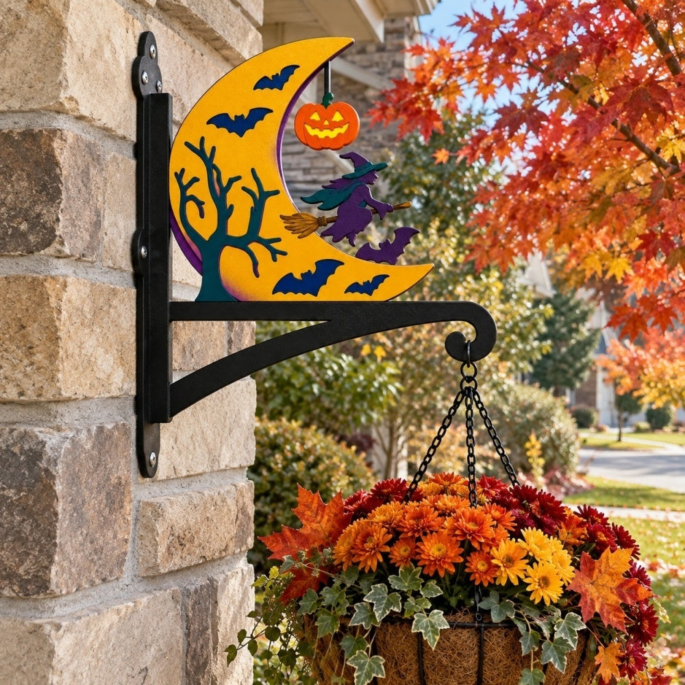 Hanging Basket Bracket – Crescent Moon and Bats