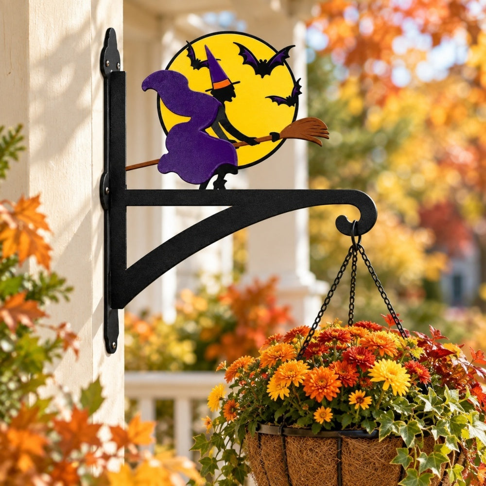 Hanging Basket Bracket – Flying Witch and Bats