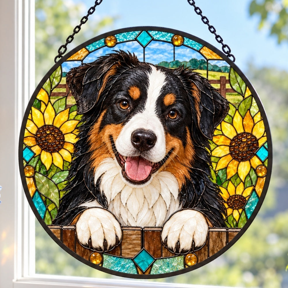 Stained Glass Suncatcher – Australian Shepherd Dog
