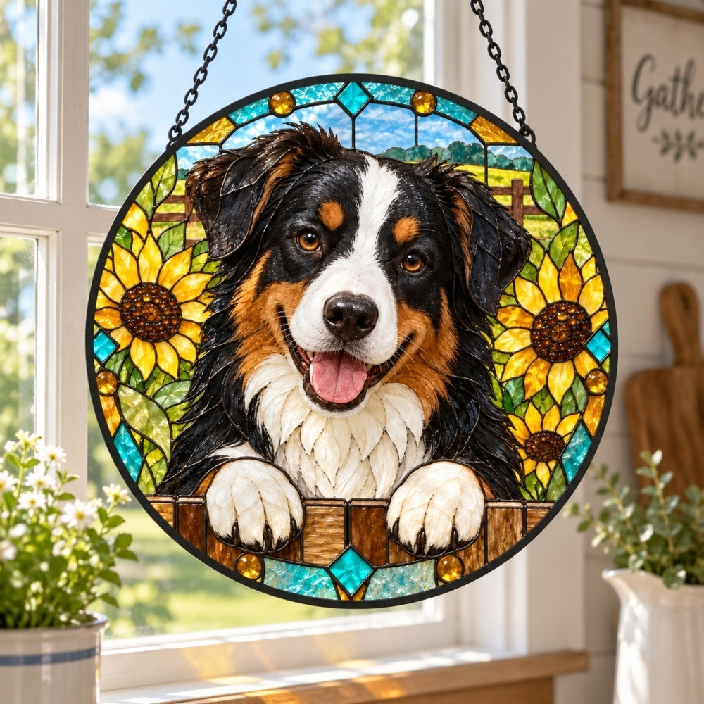 Stained Glass Suncatcher – Australian Shepherd Dog