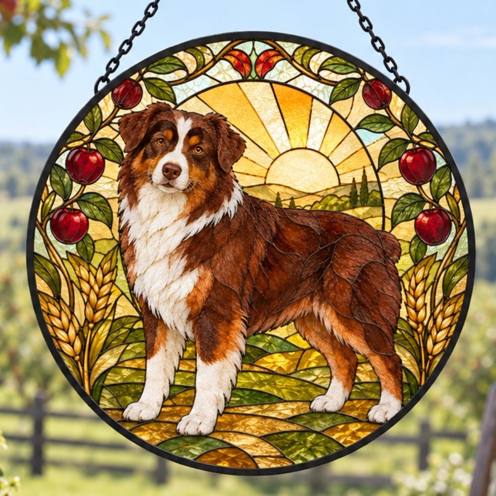 Stained Glass Suncatcher – Australian Shepherd Dog