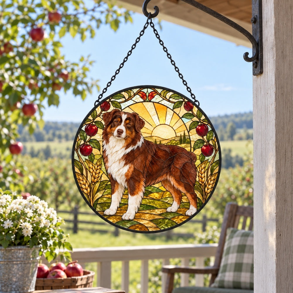 Stained Glass Suncatcher – Australian Shepherd Dog