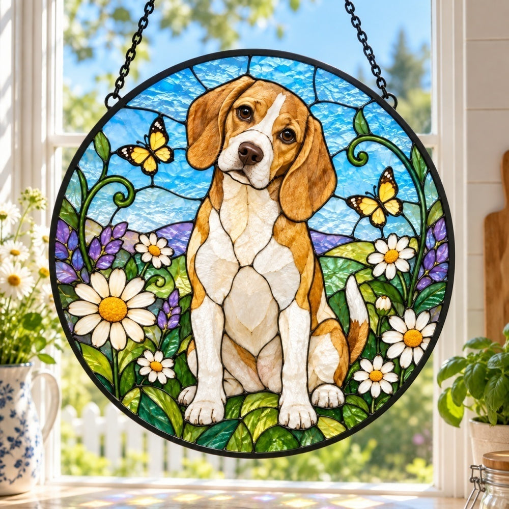 Stained Glass Suncatcher – Beagle