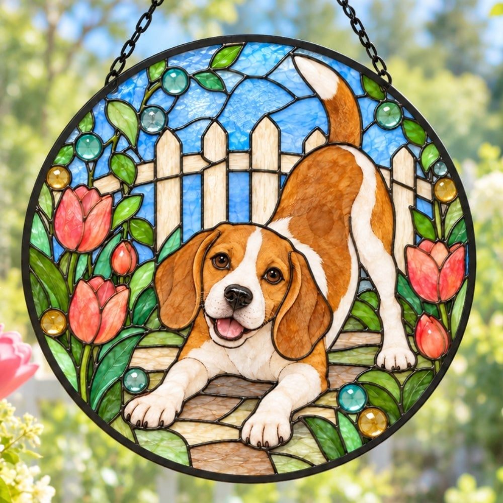 Stained Glass Suncatcher – Beagle