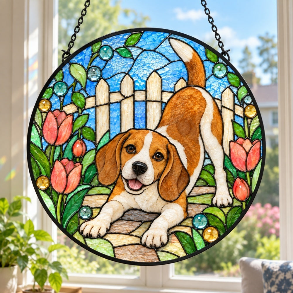Stained Glass Suncatcher – Beagle