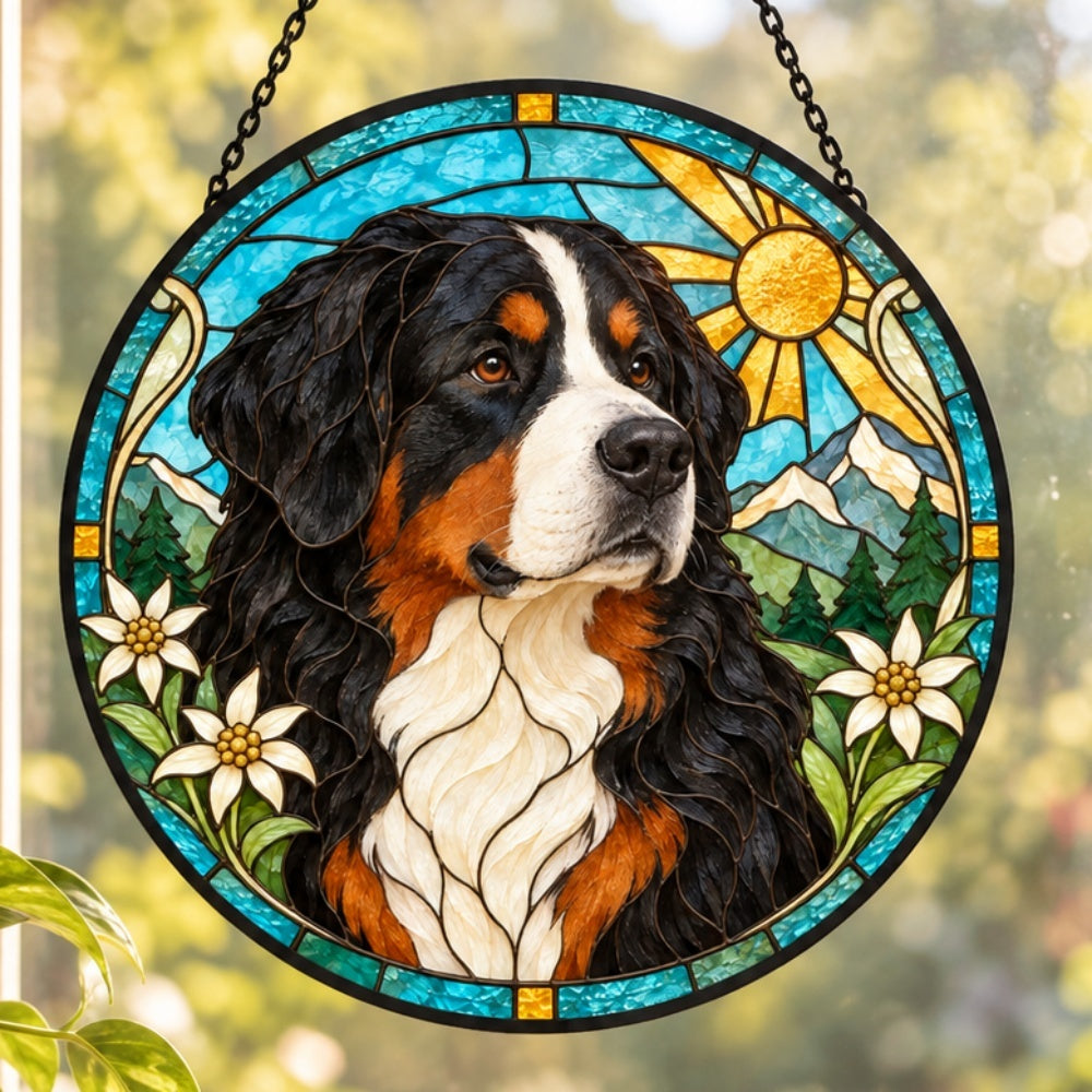 Stained Glass Suncatcher – Bernese Mountain Dog