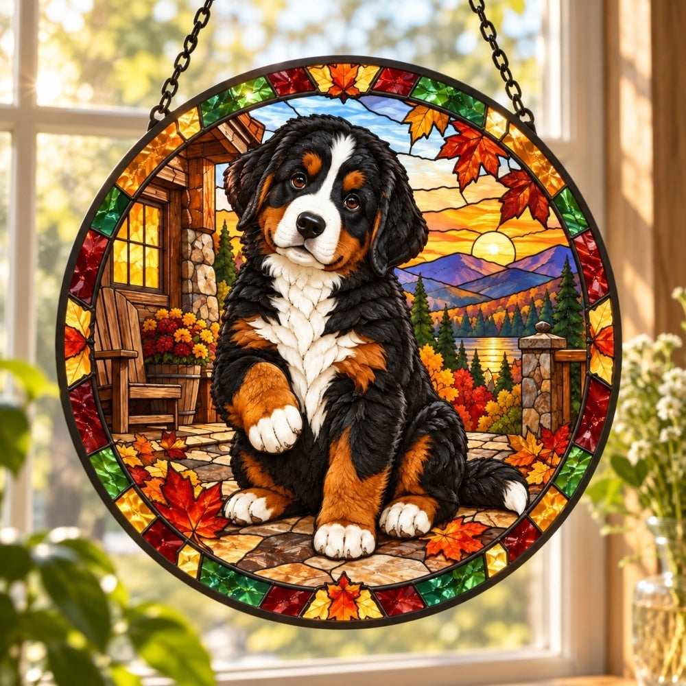 Stained Glass Suncatcher – Bernese Mountain Dog