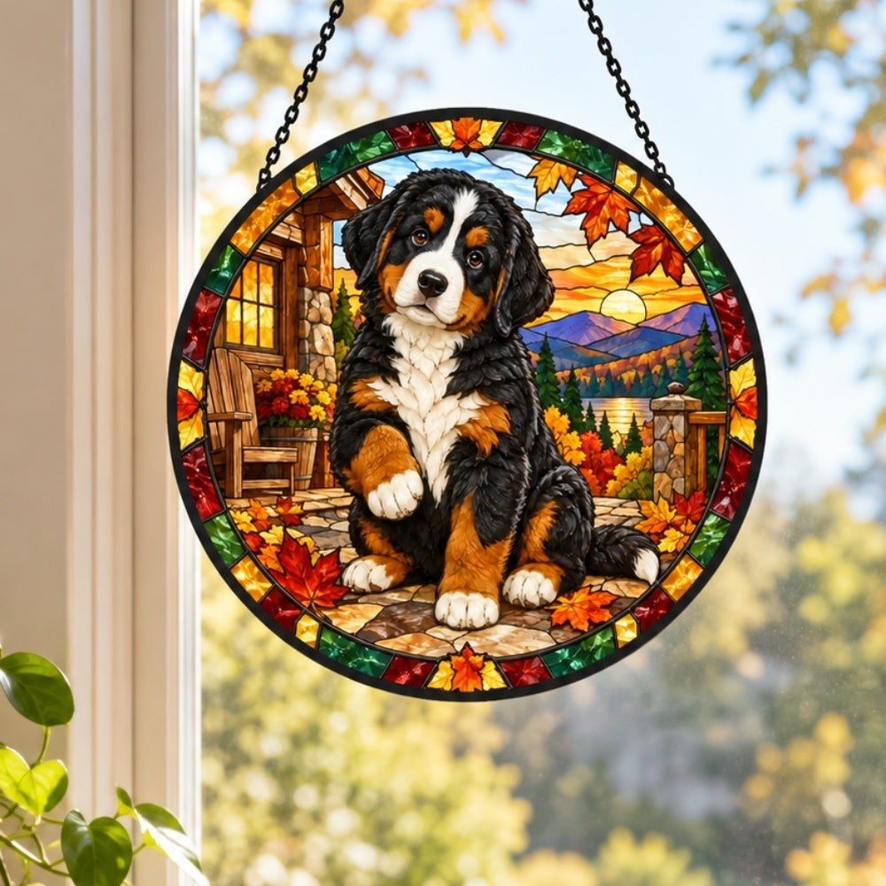 Stained Glass Suncatcher – Bernese Mountain Dog