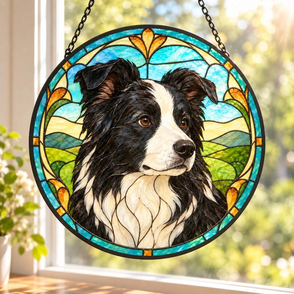 Stained Glass Suncatcher – Border Collie