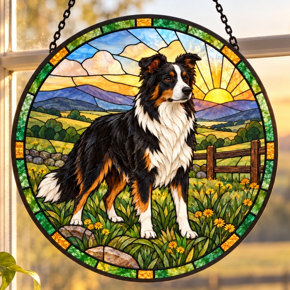 Stained Glass Suncatcher – Border Collie