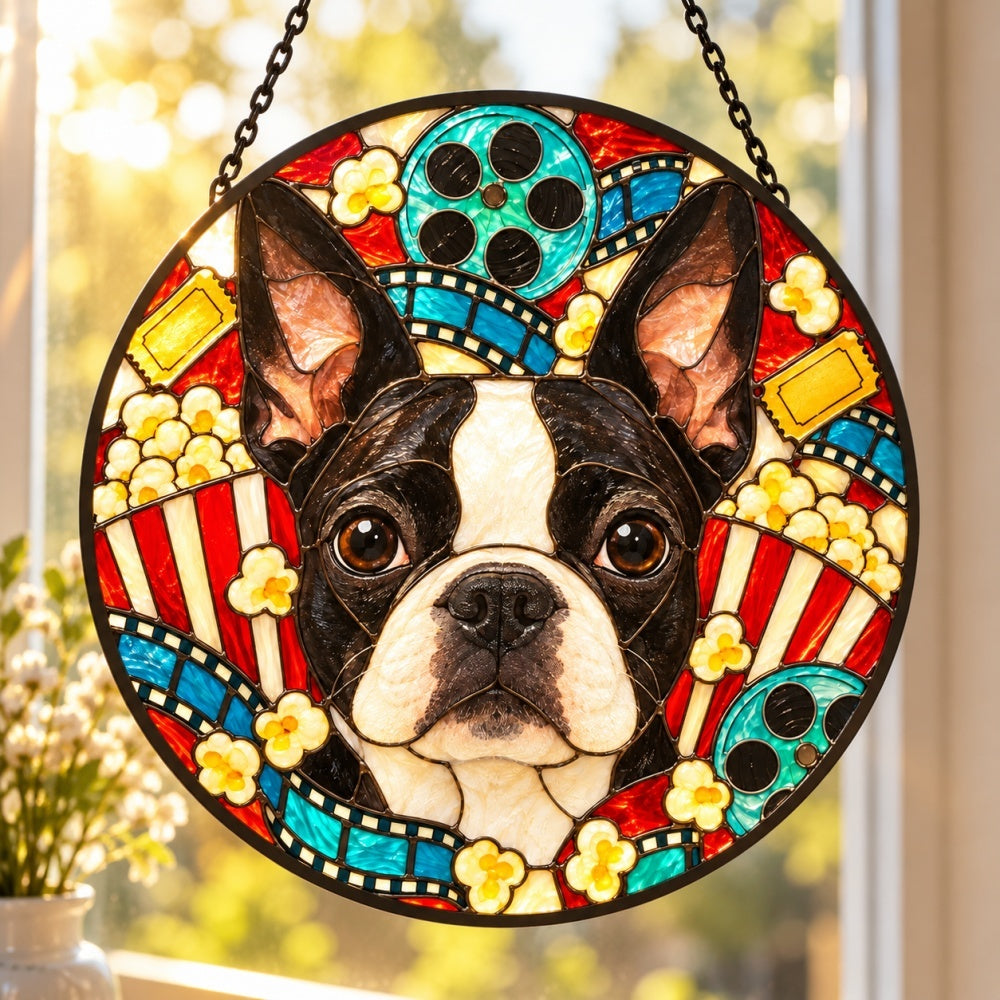 Stained Glass Suncatcher – Boston Terrier