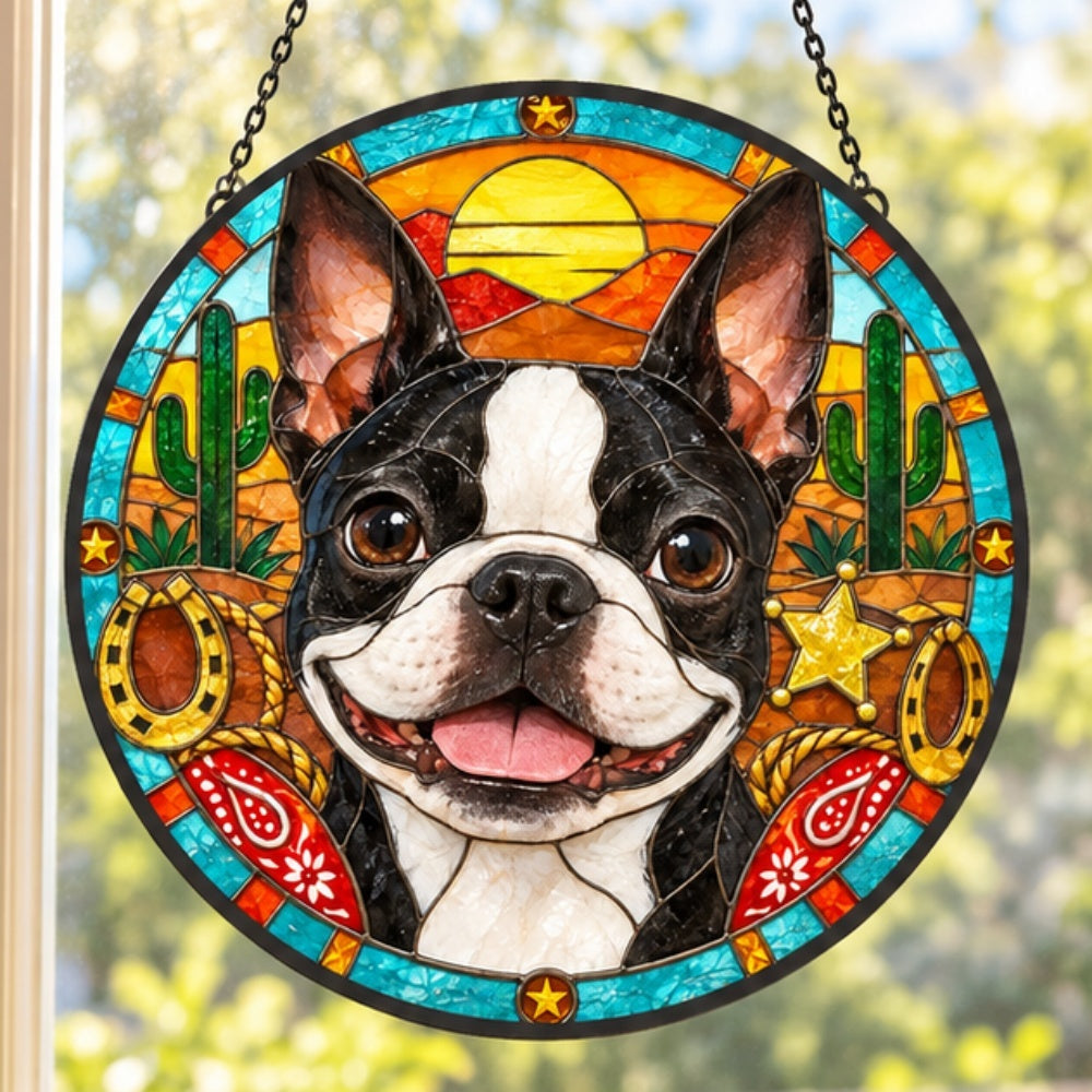 Stained Glass Suncatcher – Boston Terrier