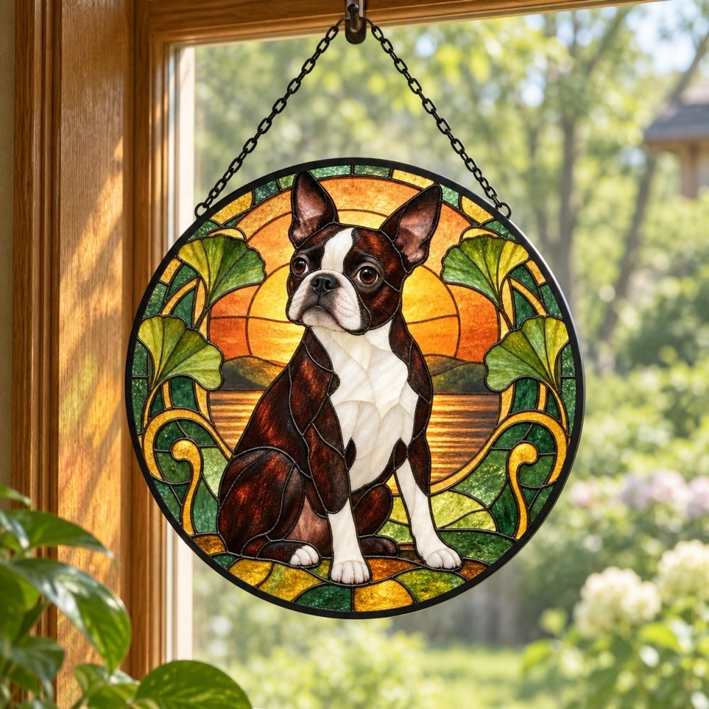 Stained Glass Suncatcher – Boston Terrier