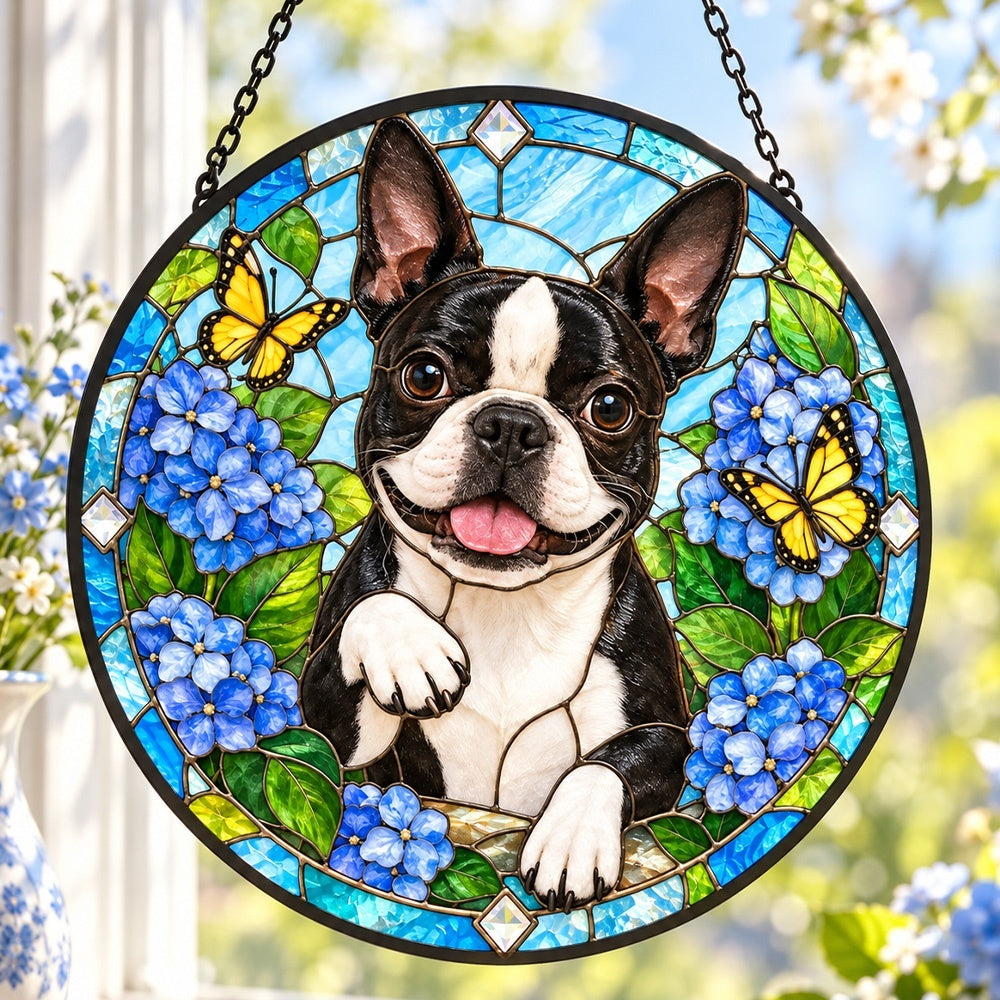 Stained Glass Suncatcher – Boston Terrier