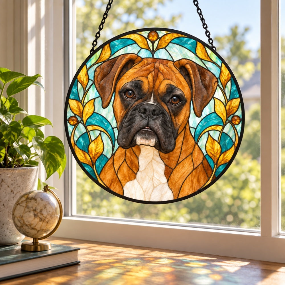 Stained Glass Suncatcher – Boxer