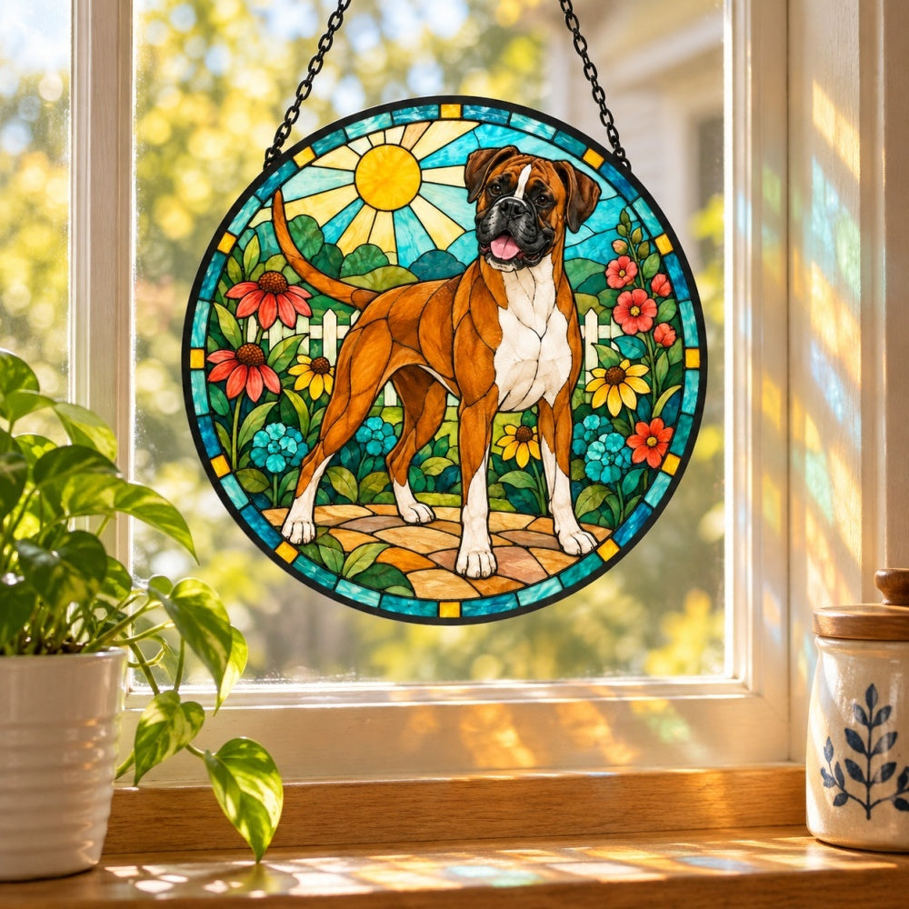 Stained Glass Suncatcher – Boxer