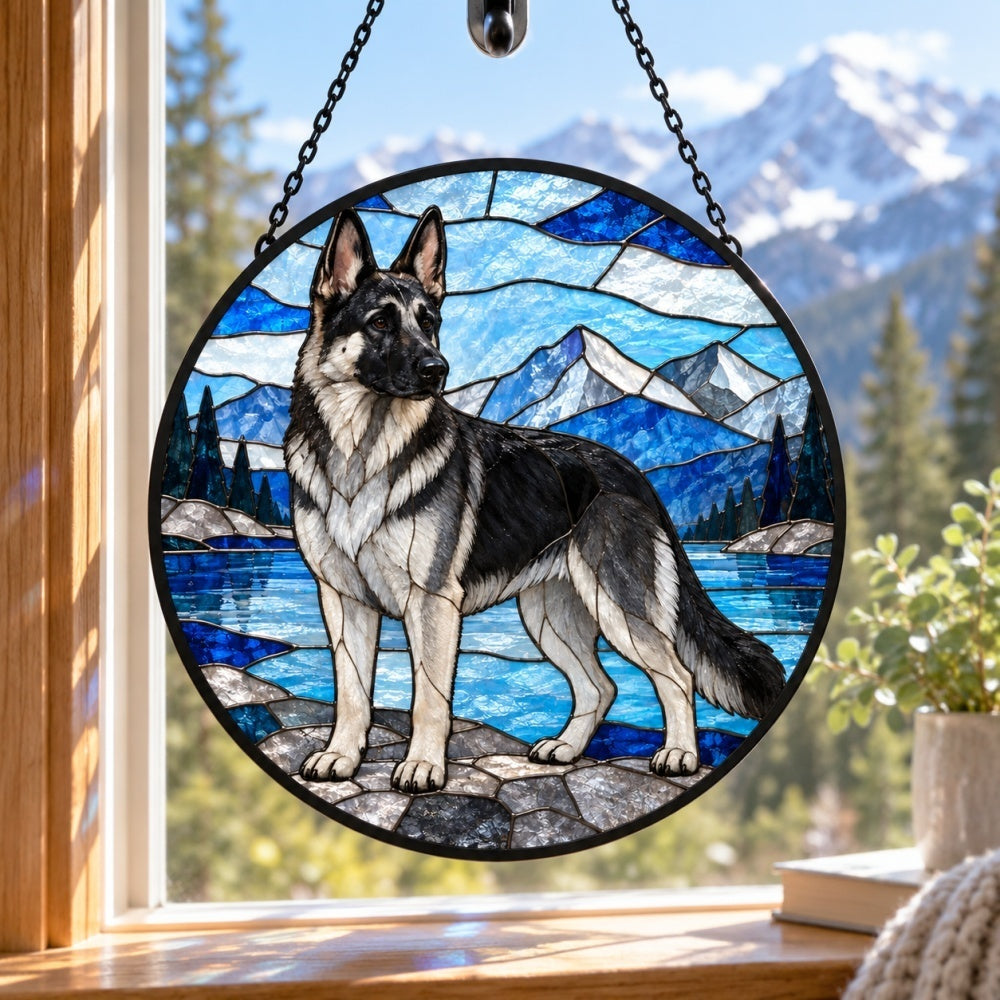 Stained Glass Suncatcher – German Shepherd