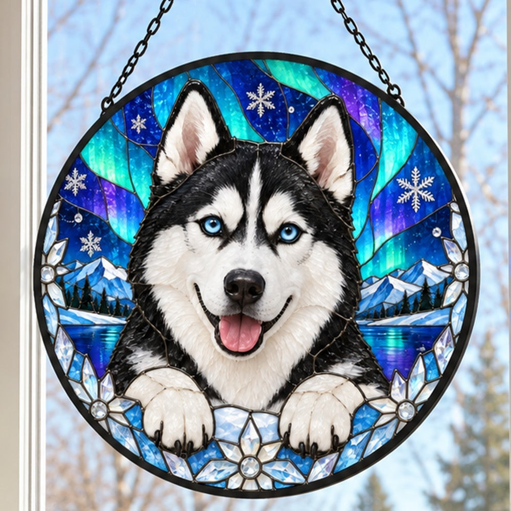 Stained Glass Suncatcher – Siberian Husky