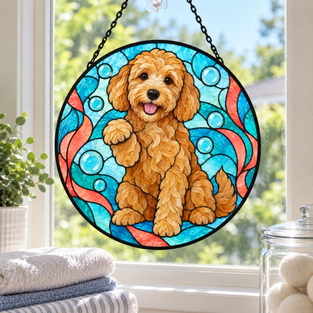 Stained Glass Suncatcher – Goldendoodle