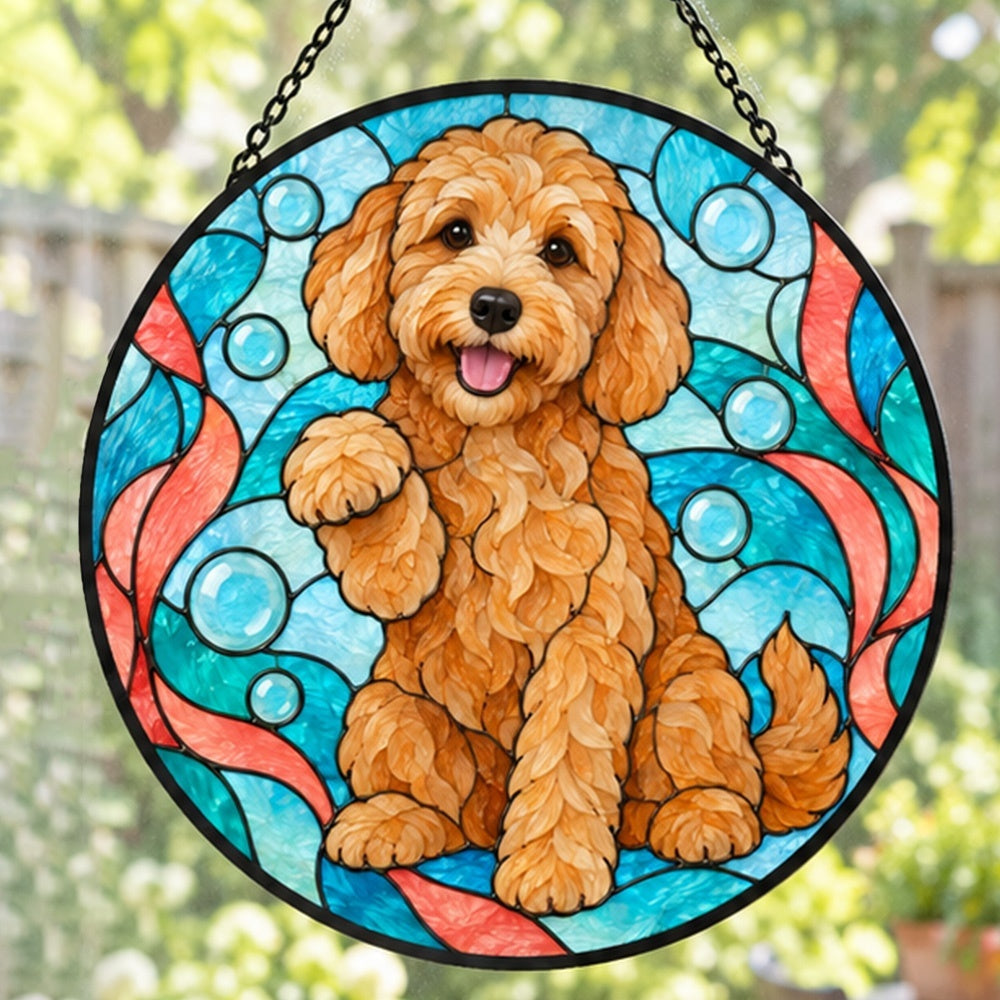 Stained Glass Suncatcher – Goldendoodle