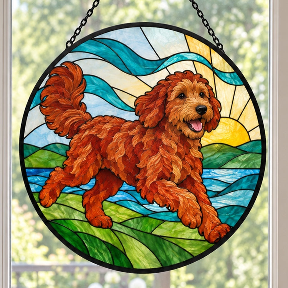 Stained Glass Suncatcher – Goldendoodle