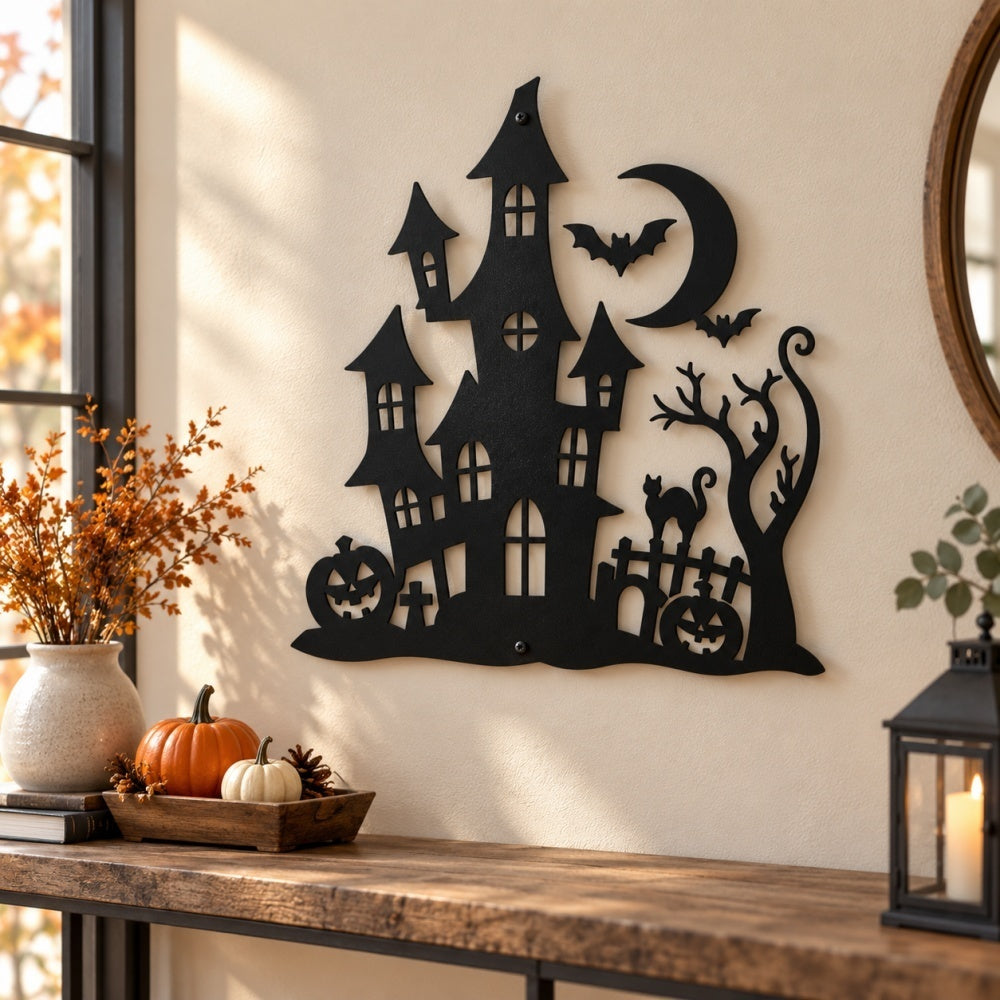 Metal Wall Art - Halloween Spooky Castle