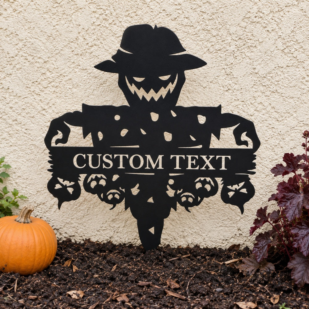Personalized Metal Garden Stake - Halloween Scarecrow